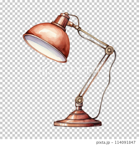 Vintage Desk Lamp Watercolor Illustration 114091847