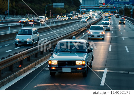 高速道路を走る車・渋滞「AI生成画像」 114092175