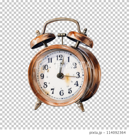 Vintage Alarm Clock Watercolor Illustration 114092364