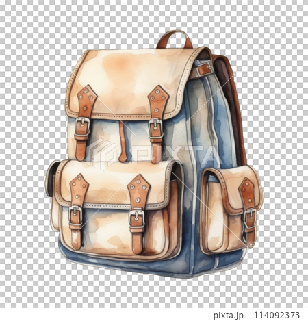 Watercolor Illustration of a Vibrant Backpack for Adventurous Journeys 114092373