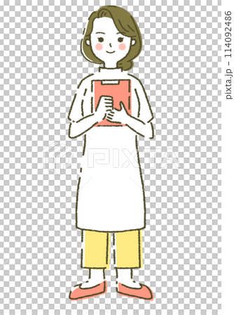 看護師 医療従事者イラスト素材 女性 カルテを持っている人 看護師 医療従事者イラスト素材 女性 カルテを持っている人 114092486