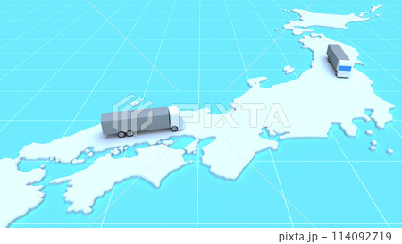 道路を走る大型トラックのイラスト 114092719