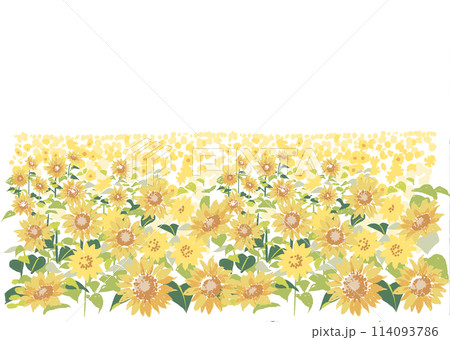 水彩風のひまわり畑 114093786