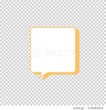 シンプルな黄色正方形吹き出し_主線あり_影あり_左向き単品 シンプルな黄色正方形吹き出し_主線あり_影あり_左向き単品 114093925