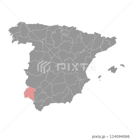 Map of the Province of a Huelva, administrative division of Spain. Vector illustration. Map of the Province of a Huelva, administrative division of Spain. Vector illustration. 114094066