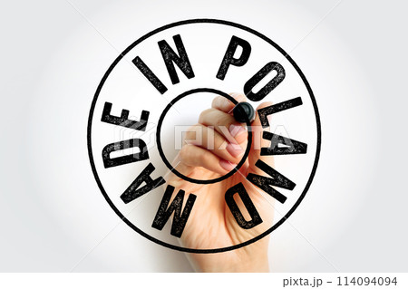Made in Poland text emblem badge, concept background 114094094