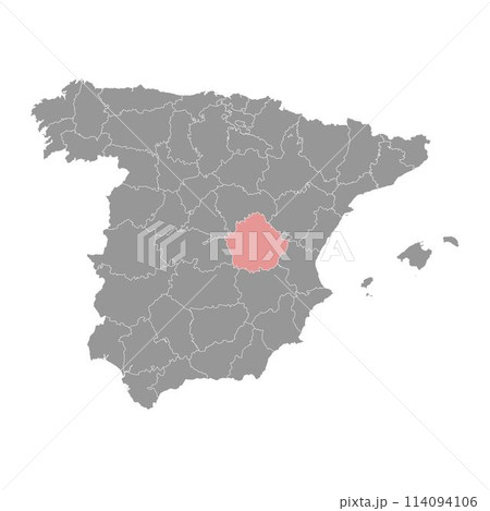 Map of the Province of a Cuenca, administrative division of Spain. Vector illustration. 114094106