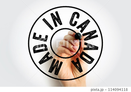 Made in Canada text emblem badge, concept background 114094118