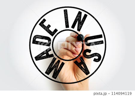 Made in USA text emblem stamp, concept background Made in USA text emblem stamp, concept background 114094119