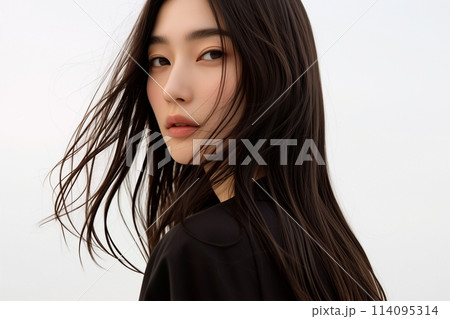 美容モデル・振り向く「AI生成画像」 114095314