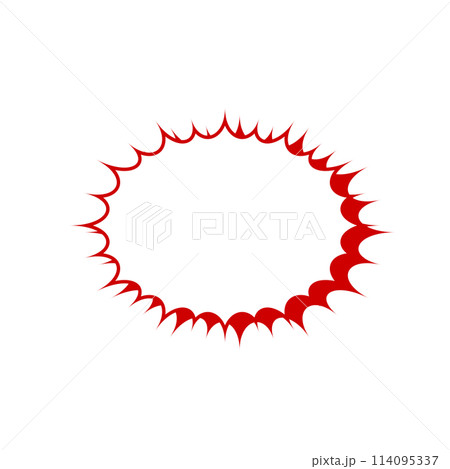 シンプルな赤色ギザギザ吹き出し_主線あり_影あり 114095337