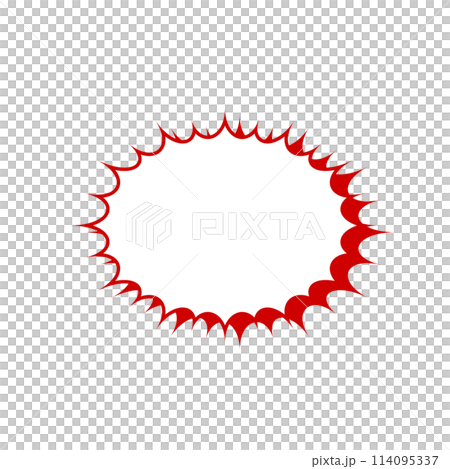 Simple red jagged speech bubble with main line and shadow 114095337