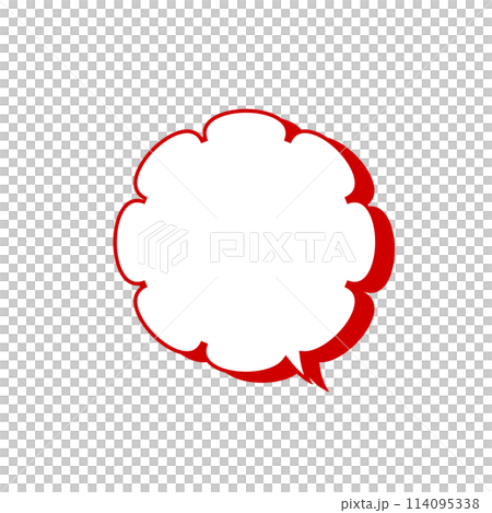 シンプルな赤色もこもこ吹き出し_主線あり_影あり_右向き単品 114095338