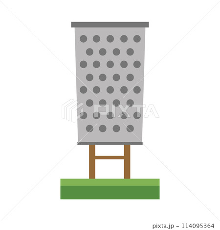 Cute cartoon vector illustration of a metal paper bin Cute cartoon vector illustration of a metal paper bin 114095364