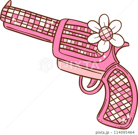 Pink Disco Cowgirl gun Retro Girly Cowboy... - Stock Illustration [114095464]