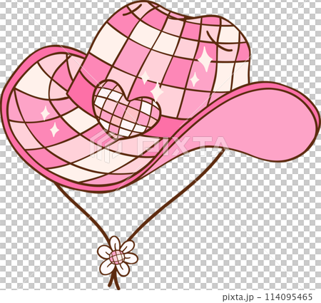 Pink Disco Cowgirl hat Retro Girly Cowboy Doodle Drawing Pink Disco Cowgirl hat Retro Girly Cowboy Doodle Drawing 114095465