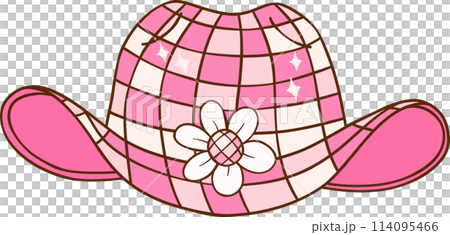 Pink Disco Cowgirl hat Retro Girly Cowboy Doodle Drawing Pink Disco Cowgirl hat Retro Girly Cowboy Doodle Drawing 114095466