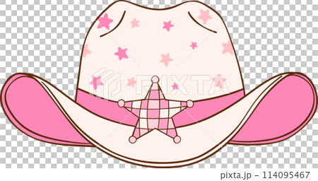 Pink Disco Cowgirl hat Retro Girly Cowboy Doodle Drawing 114095467