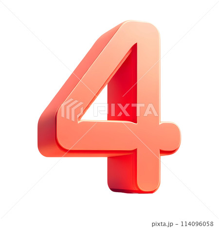 3d red number four 114096058