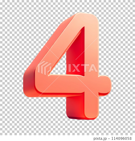 3d red number four 114096058