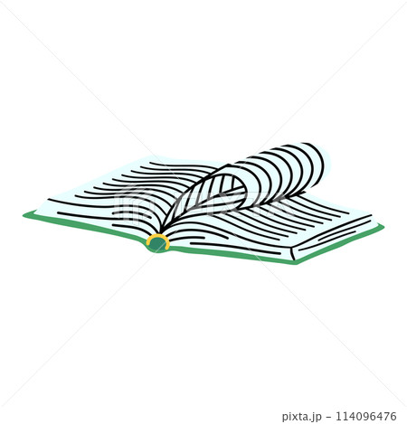 Cartoon Green Book Open Education Concept Flat Design Style Isolated on a White Background. Vector illustration Cartoon Green Book Open Education Concept Flat Design Style Isolated on a White Background. Vector illustration 114096476
