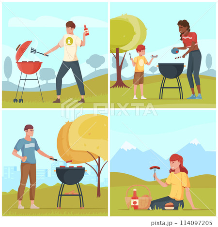 Picnic illustrations in flat design 114097205