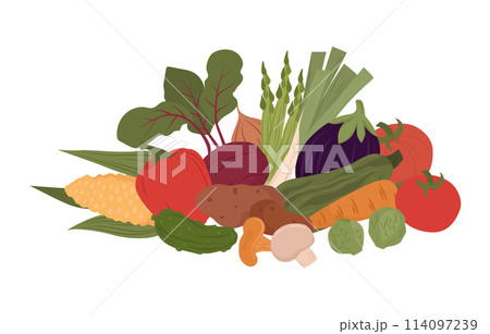 Healthy food composition in flat style Healthy food composition in flat style 114097239