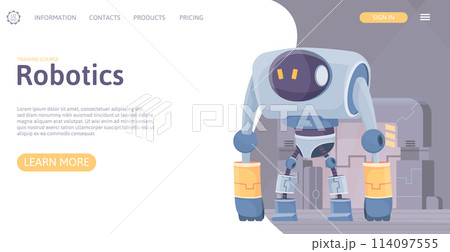 Hand drawn cartoon robot landing page 114097555