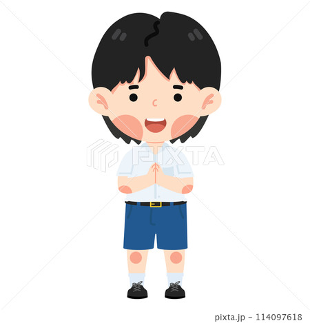 Kid thai student greeting sawasdee 114097618