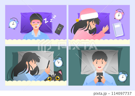 Bedtime hand drawn flat cartoon composition set Bedtime hand drawn flat cartoon composition set 114097737