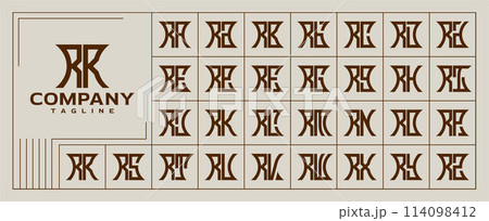 Set of vintage abstract company letter R RR logo Set of vintage abstract company letter R RR logo 114098412