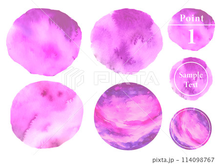 ピンク色の手描き水彩イラストセット 114098767