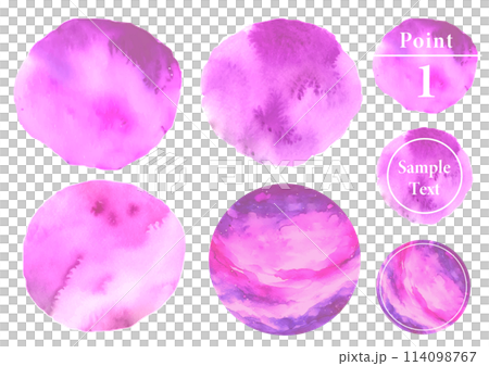 ピンク色の手描き水彩イラストセット 114098767