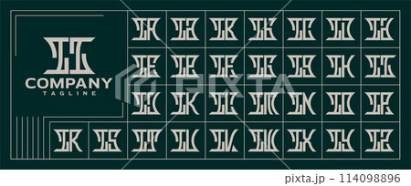 Retro line abstract shape initial letter I II logo set Retro line abstract shape initial letter I II logo set 114098896