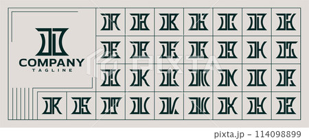 Retro line abstract shape initial letter D DD logo set 114098899