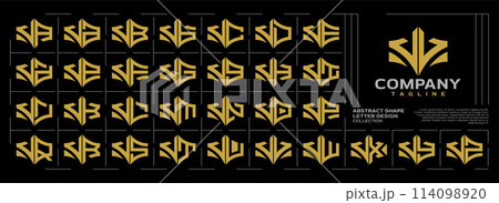 Elegant line initial letter V VV logo bundle 114098920