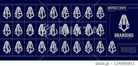 Set of luxury line curve abstract letter I II logo monogram 114098951