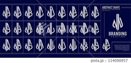 Set of luxury line curve abstract letter N NN logo monogram 114098957