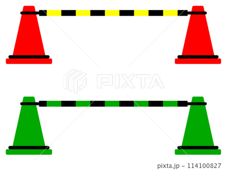 カラーコーンで立入禁止の規制をするイラスト 114100827