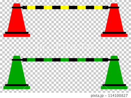 カラーコーンで立入禁止の規制をするイラスト 114100827
