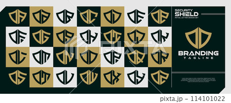 Modern security shield letter O OO logo, number 0 00 bundle 114101022