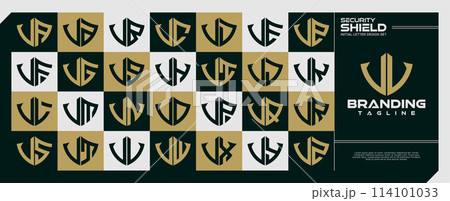 Modern security shield letter V VV logo bundle Modern security shield letter V VV logo bundle 114101033