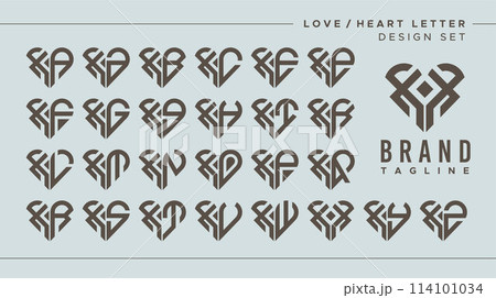 Set of abstract love heart letter X XX logo design 114101034