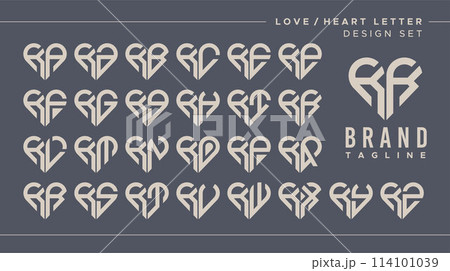 Line heart love letter K KK logo design bundle Line heart love letter K KK logo design bundle 114101039