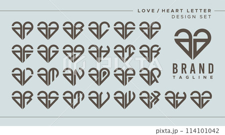 Set of love heart lowercase letter A AA logo design Set of love heart lowercase letter A AA logo design 114101042