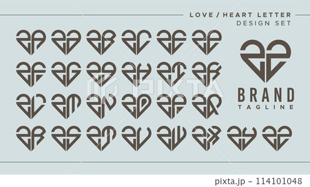Set of abstract love heart letter Z ZZ logo design 114101048