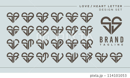 Set of abstract love heart letter S SS logo design Set of abstract love heart letter S SS logo design 114101053