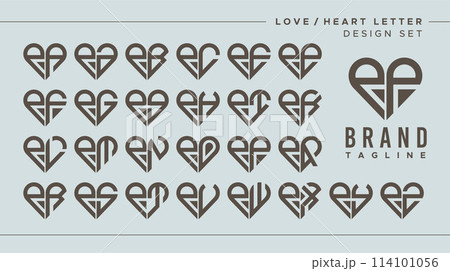Set of abstract love heart letter P PP logo design 114101056