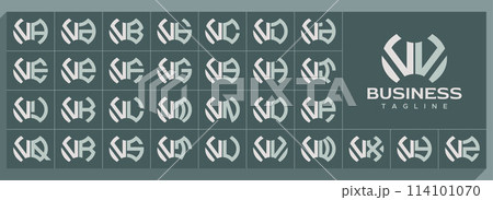 Geometric abstract shape letter V VV logo vector set Geometric abstract shape letter V VV logo vector set 114101070