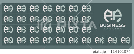 Geometric abstract shape letter P PP logo vector set 114101074